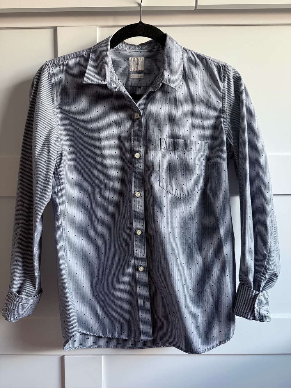 GAP Women's Light Blue Pin Dot Button-Down Shirt